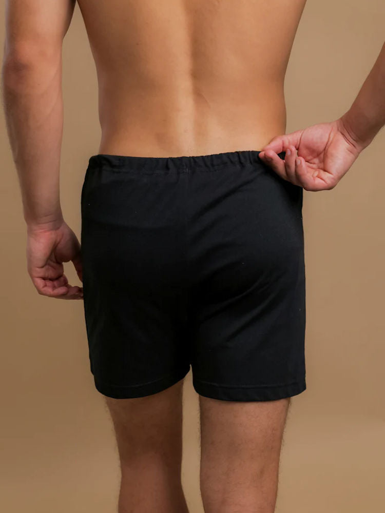 Black Latex-Free Drawstring Boxers