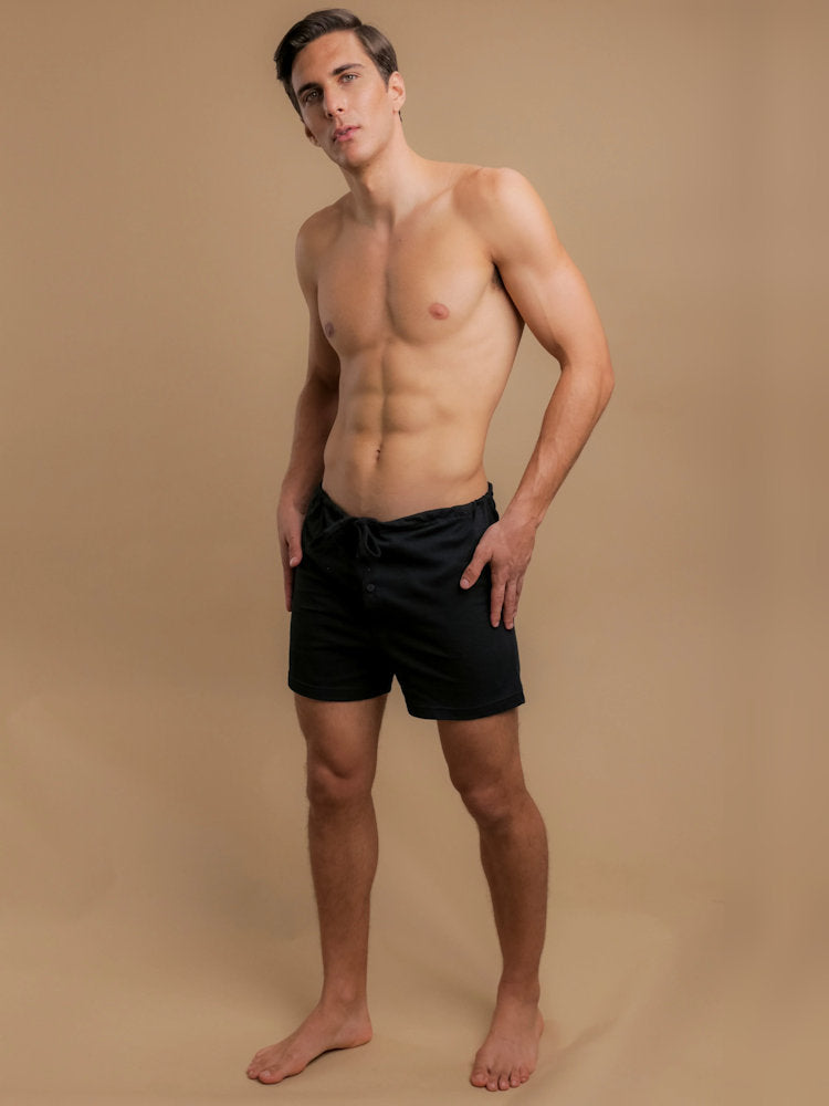 Black Latex-Free Drawstring Boxers