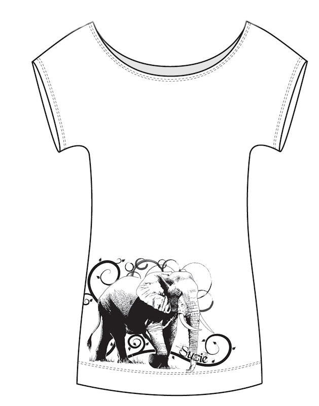 Suzie Hemp Slub Elephant Tee - Size XS