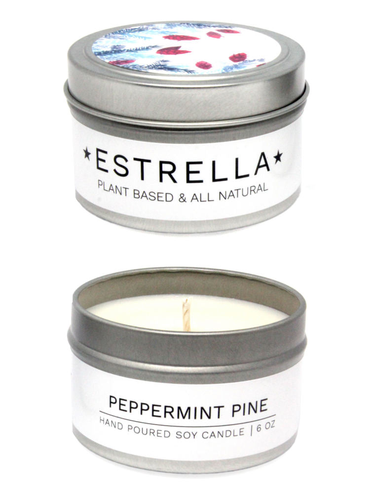 Peppermint Pine Soy Candle Tin