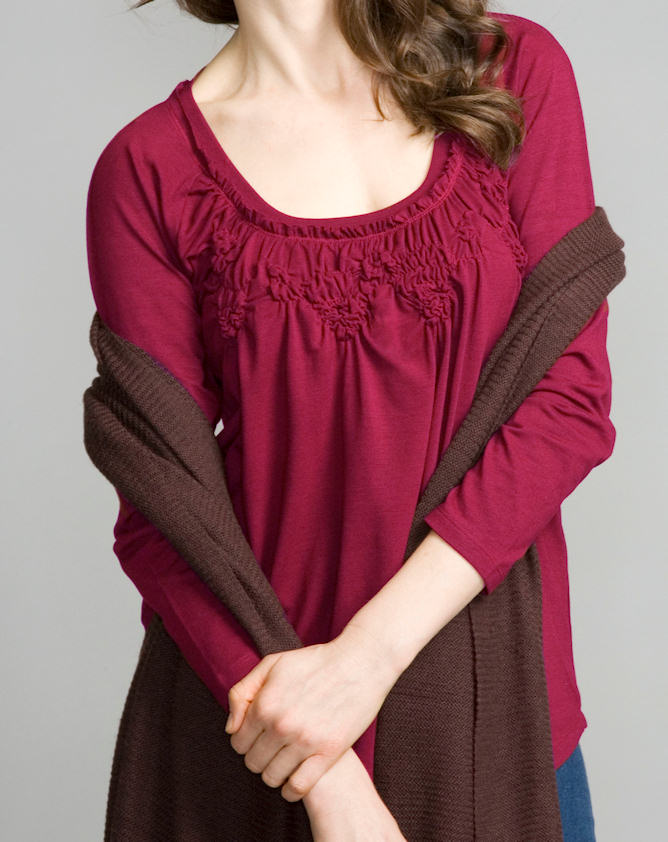 Embroidered Scoop Top - Size M