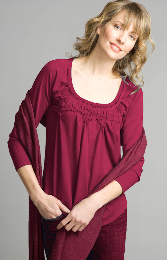 Embroidered Scoop Top - Size M