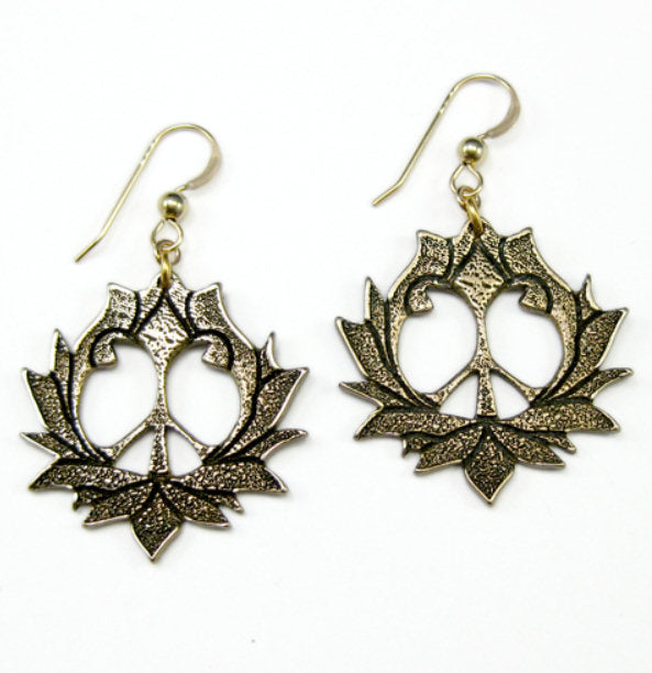 Lotus Flower Peace Bronze Earrings
