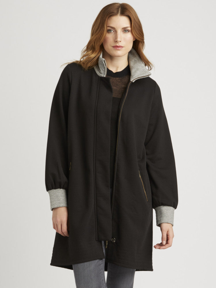 Long Fleece Bomber Coat - Size L