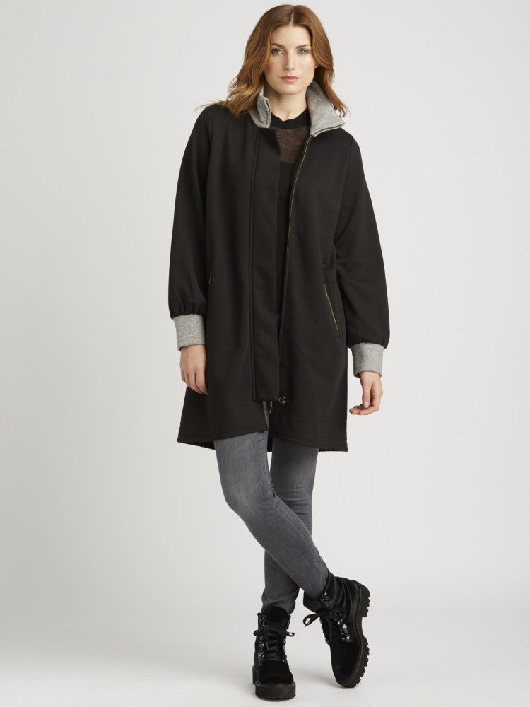Long Fleece Bomber Coat - Size L