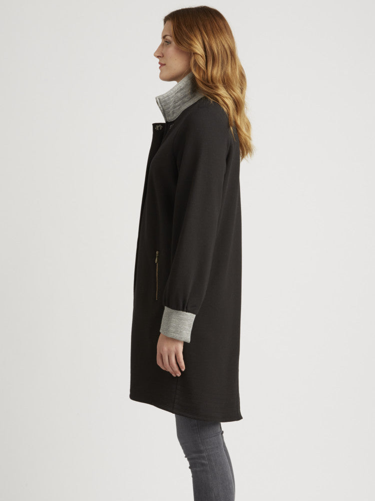 Long Fleece Bomber Coat - Size L