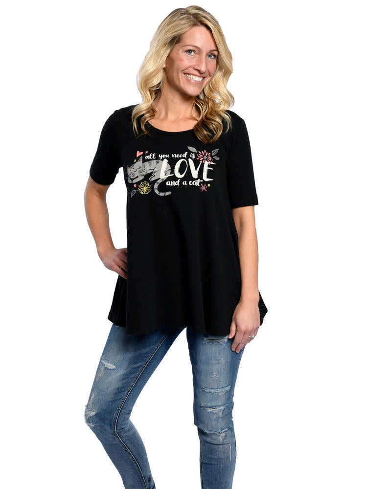 Love and A Cat Baby Doll Tunic