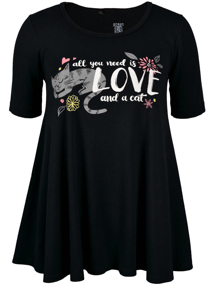 Love and A Cat Baby Doll Tunic