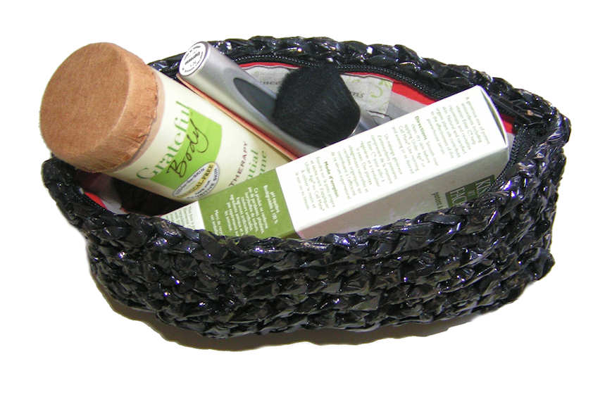 Crocheted VHS Tape Cosmetics Bag
