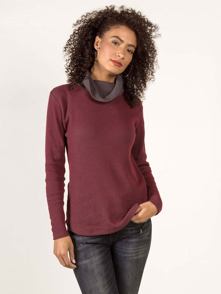 Waffle Cowl Pullover - Size L