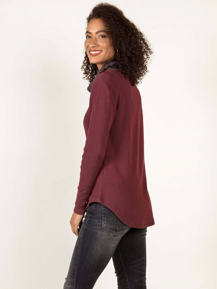 Waffle Cowl Pullover - Size L
