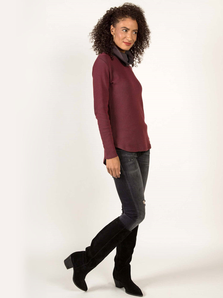 Waffle Cowl Pullover - Size L